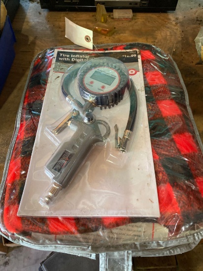 New inflator/tire gauge & flannel blanket