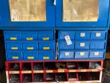 2 Metal hardware bins loaded with terminal parts & lag bolts