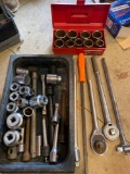 Large lot of 3/4 in sockets and ratchets-some are new.