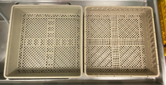 Two Plastic Industrial Dishwasher Racks