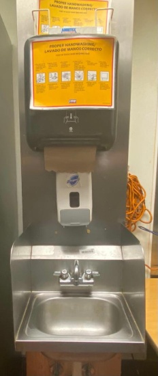 Stainless Steel Sink, Soap Dispenser, and Paper Towel Dispenser
