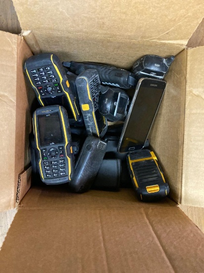 Box of various cell phones