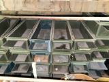 Approximately 50 vintage metal hardware storage bins