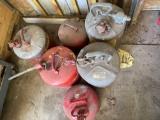Six metal gas cans