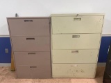 Two metal four-drawer lateral filing cabinets