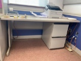 Computer desk with rolling two-drawer filing cabinet