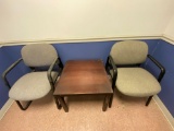 Two office side chairs and Side Table