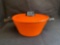 Vintage Orange Pot with Handles and Fryer Basket