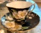 Rare Aynsley...Floral Design Black Tea Cup and Saucer...Bone China from England...- Circa1940s