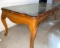 Vintage French Provincial Coffee Table with Glass Top & Leather Inset