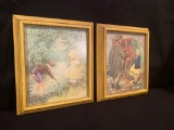 Vintage Pair of Framed Paintings - Circa 1929 - Signed