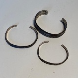 3 Sterling Cuff Bracelets Small