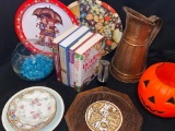 A Myriad of Items including Pitcher, Plates, Pepper, Pumpkin, Plush Rug & More! See Pictures!