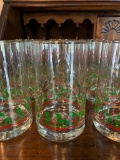 16 Vintage Set of Arby's Holly Berry Christmas Holiday Glasses