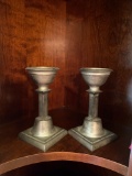2 Solid Pewter Candle Sticks