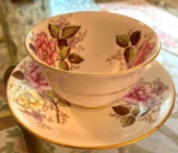 Elegant Floral Multicolored Taylor & Kent Bone China Teacup & Saucer Set
