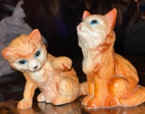 2 Vintage Brad Keeler Big Orange Cat Figurines - Rare - 1940's