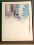 A Skiers Dream - Matted & Framed Michael Atkinson Watercolor - Signed