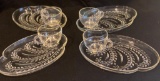 (3) Federal Glass Co. Mid Century Modern Sparkling Crystal Glass Hospitality Snack Sets - In