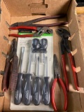 Assorted Hand Tools, pliers, wire strippers and screwdrivers