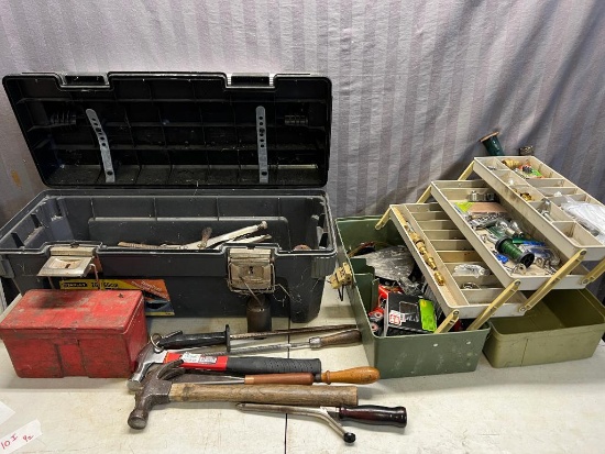 Stanley toolbox, loaded with tools, and tackle box with misc hardware and fasteners, see all pics