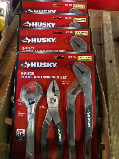 (4) New Husky 3 pc Plier & Wrench Sets