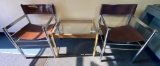 (2) Chrome Retro Guest Chairs and (1) Side Table
