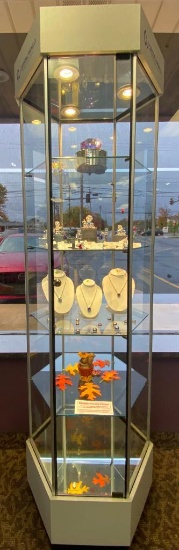 Tall Six Sided Glass Display Case