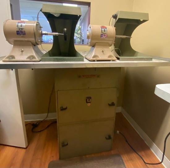 Two Red-Wing Vigor Polishing Machines with Dust Collector Stand
