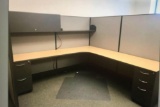 Large 8' x 8' Office Cubicle with Tray, Cabinets & Drawers