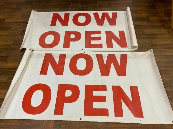 Two Large NOW OPEN Signs