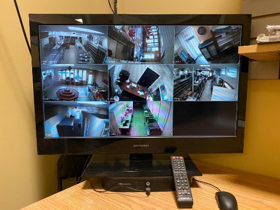 Security Monitoring System. HD DVR, 31" Monitor, and (8) Security Cameras