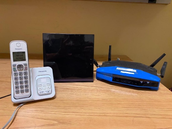 Communications Bundle: LinkSys Router, NetGear Router, and Panasonic Cordless Phone with Base