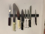 Group of Professional Kitchen Knives and Fork