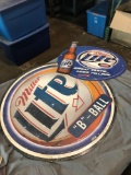 Large Miller Lite Basketball Metal Sign and CardBoard Miller Lite Sign