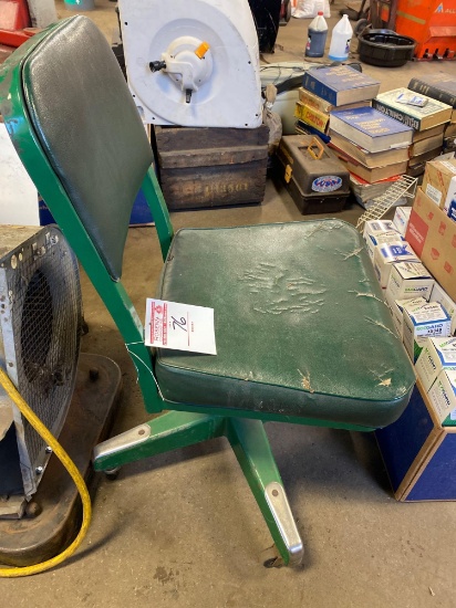 Vintage Metal Green Rolling Chair