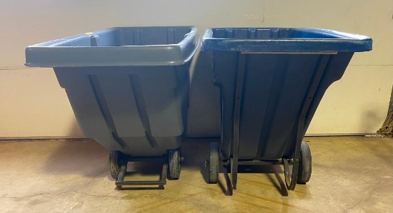 Two Large Rolling Industrial Waste / Laundry Bins