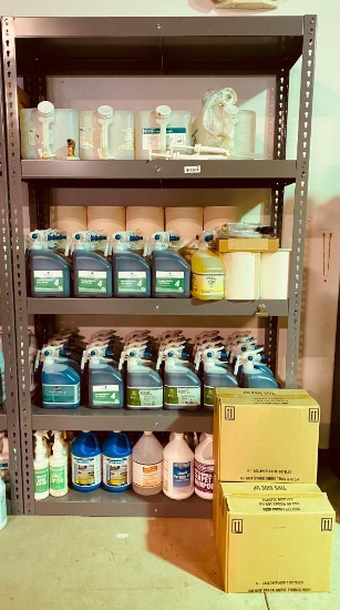 Shelves Full of Various Industrial Cleaning Supplies