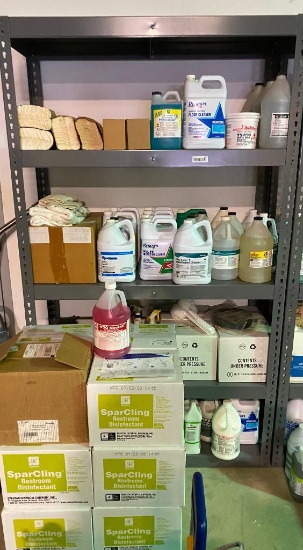 Shelves Full of Various Industrial Cleaning Supplies