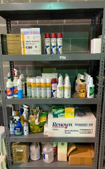 Shelves Full of Various Industrial Cleaning Supplies
