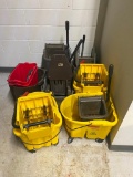 Group of Rolling Mop Buckets