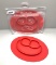 Bright Red Children's Happy Silicone Plate Mats (2)