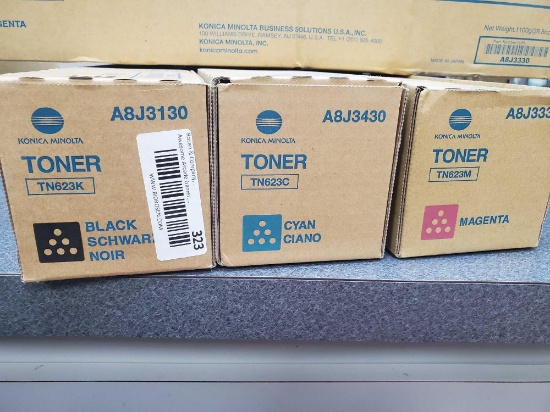SET OF 3 Konica Minolta Toners - Black Cyan and Magenta - See Pictures for Toner Numbers