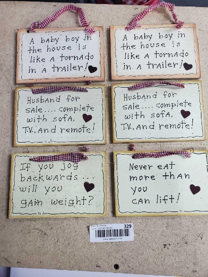 Set of 6 Comical Plaques