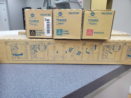 SET OF 3 Konica Minolta Toners - Black Cyan and Magenta - See Pictures for Toner Numbers
