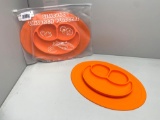 Bright Orange Children's Happy Silicone Plate Mats (2)