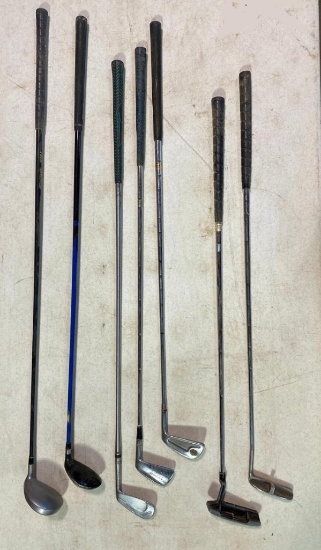 Lot of Various Golf Clubs (Drivers, Irons, and Putters)