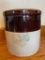 Miller Stoneware Crock Four Leaf Clover 5 Gallon Brown & White