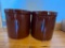 Robinson-Ransbottom Pottery Company 3 Gallon Brown Stoneware Crock Pair