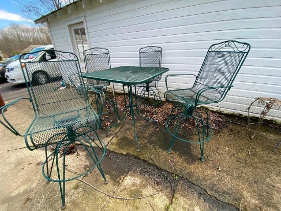 High Top Wrought Iron Patio Table and Chairs